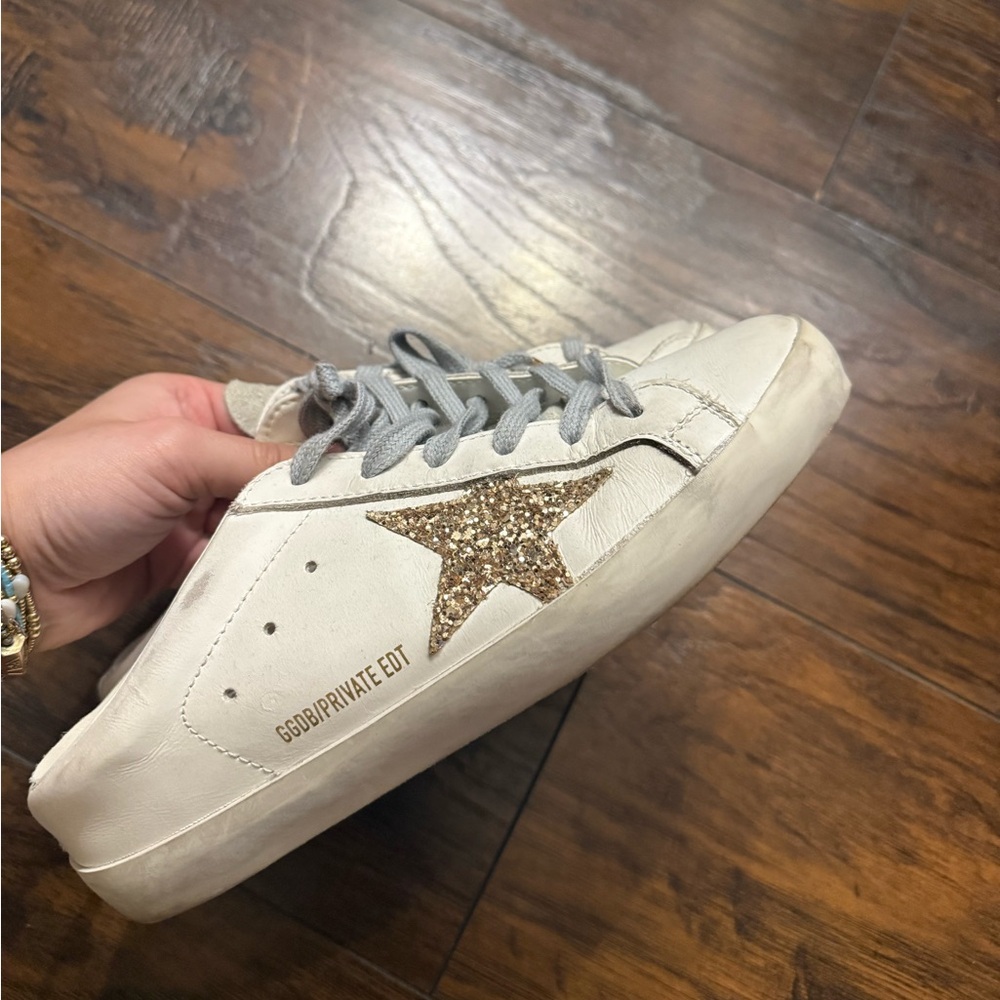 Golden Goose White and Gold Sneakers